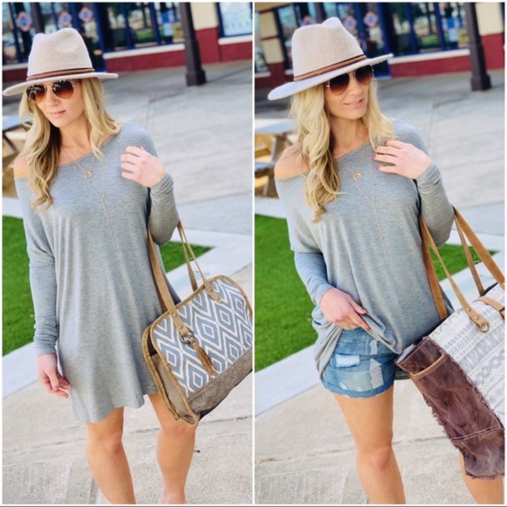 NWT Let's Chill Tunic Dress-Heather Gray - Picture 2 of 7